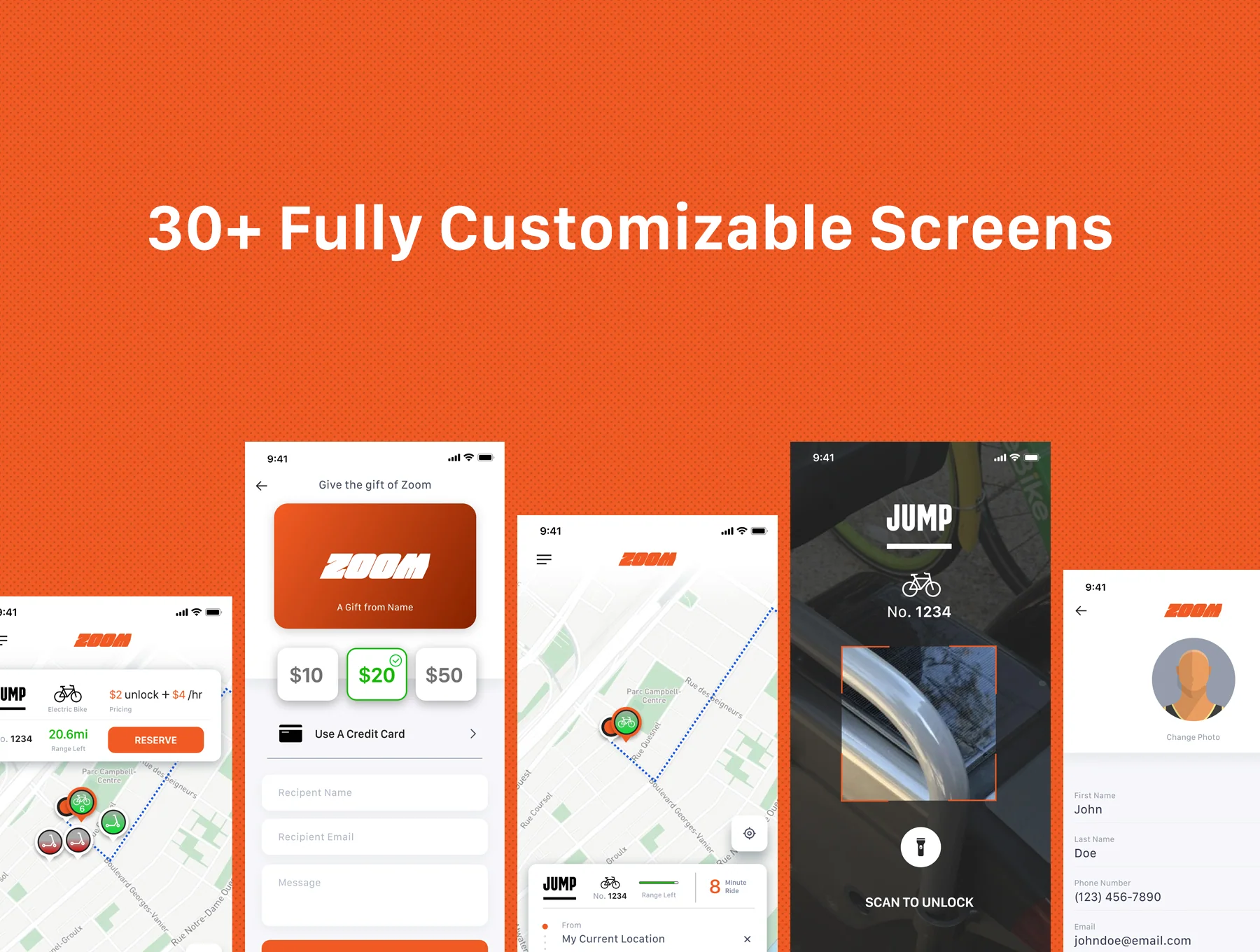 Zoom - Bike/Scooter Sharing UI Kit for iOS 3
