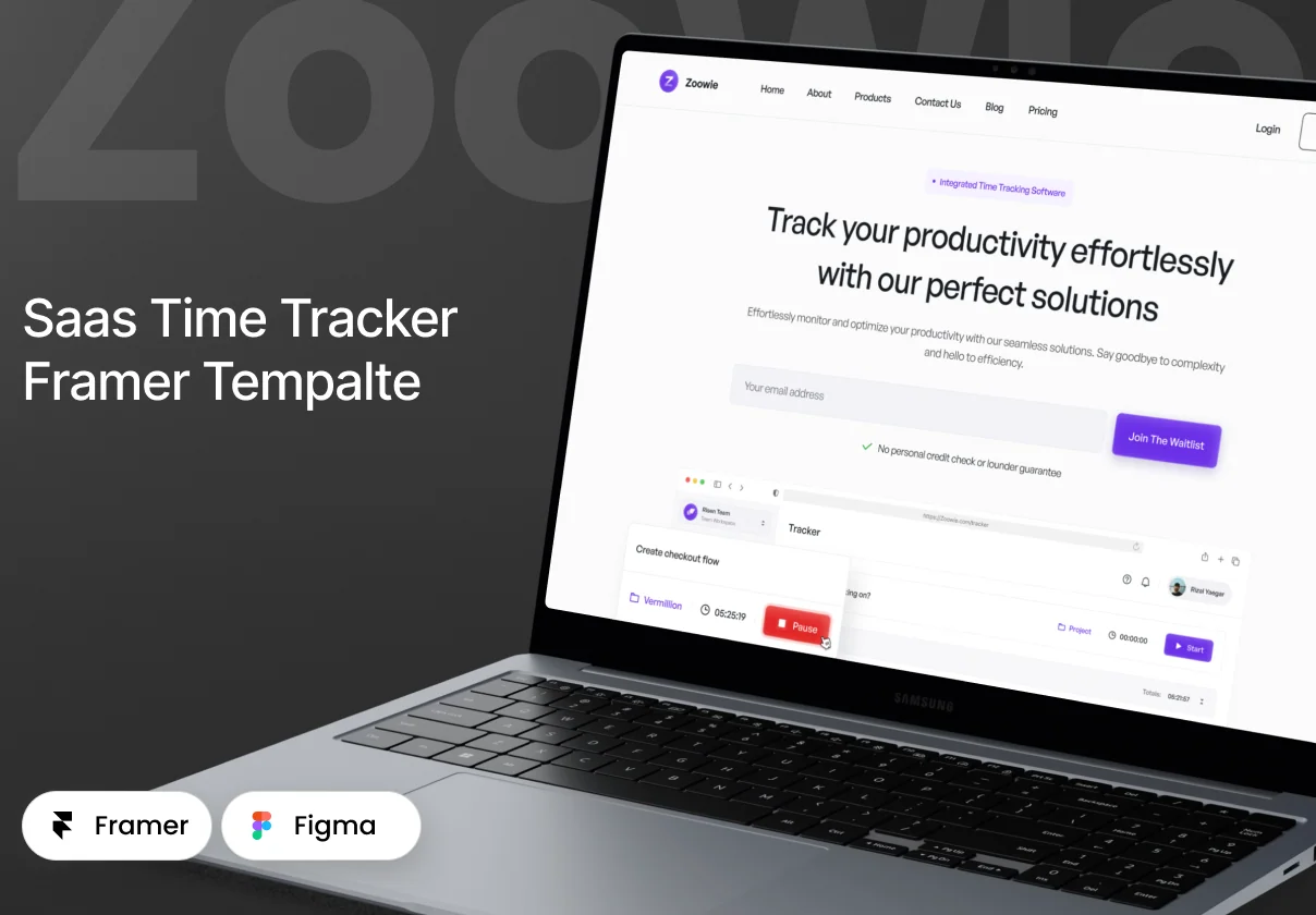 Zoowie - SaaS Time Tracker Framer Template
