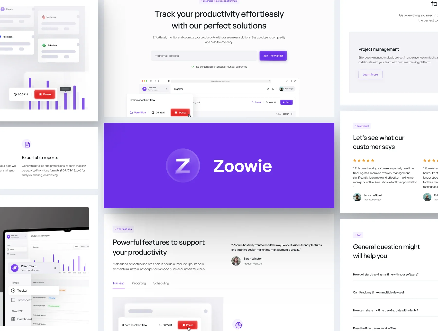 Zoowie - SaaS Time Tracker Framer Template 5