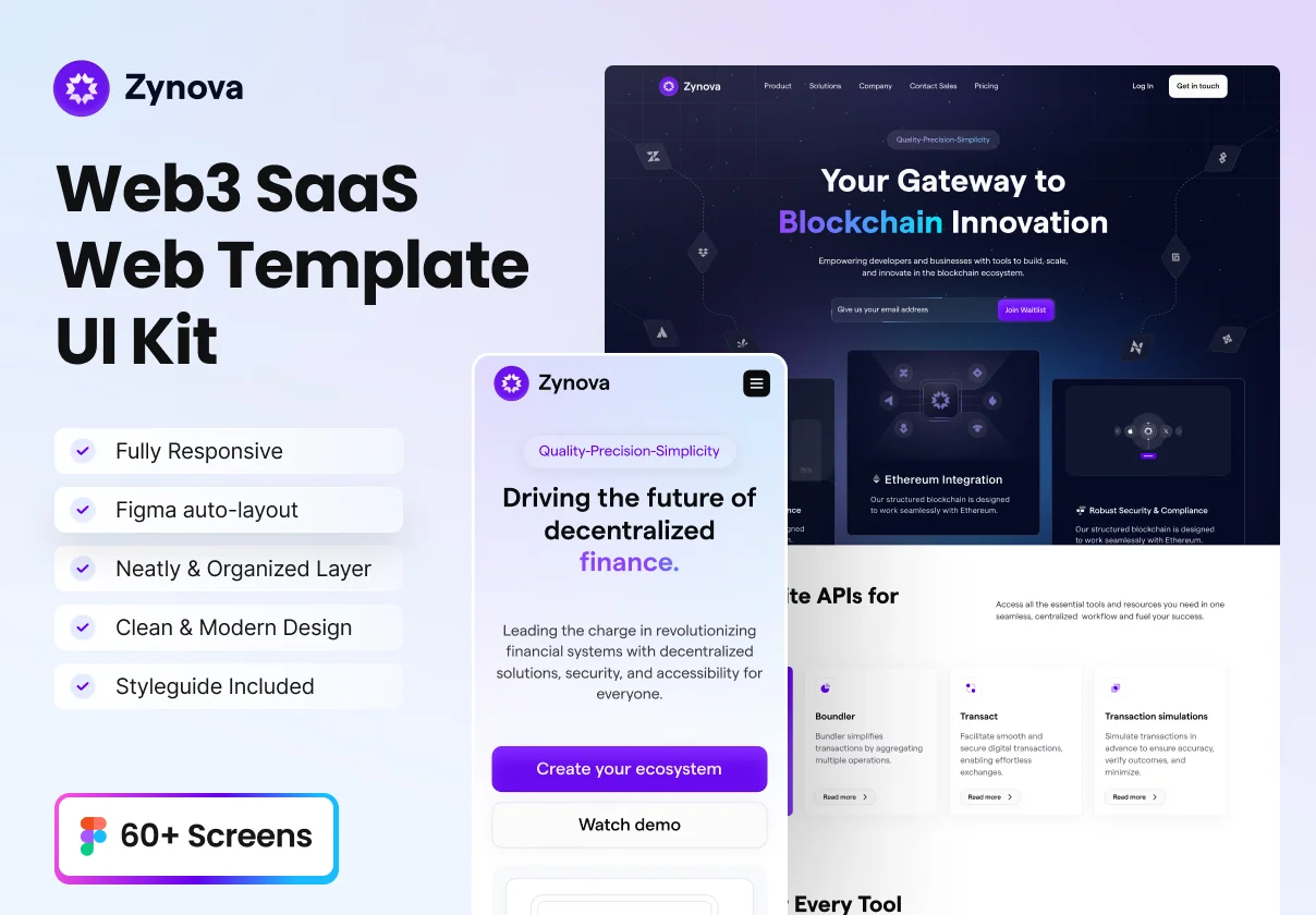 Zynova - Web3 SaaS Web Template UI Kit